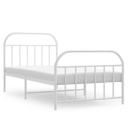 VIDAXL 12" Twin Xl Metal Bed Frame With Headboard & Footboard No Mattress In White