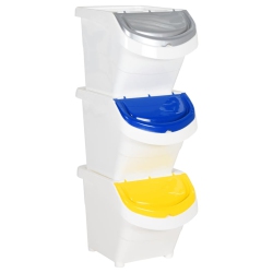 VIDAXL Stackable Waste Bins With Lids 3 PCs Pp 78 L In White