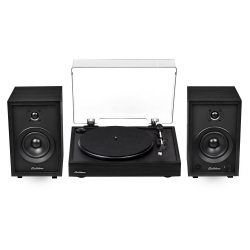 ELECTROHOME Montrose Record Player Stereo System With 4" Bluetooth Powered Bookshelf Speakers, Belt-Drive Turntable