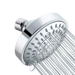 AXGEAR High Pressure 4 Inch Shower Head With 5-Settings Chrome Finish Swivel Ball Joint