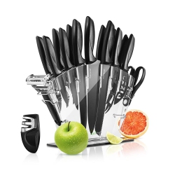 NUTRICHEF 17-Piece Kitchen Precision Knives Set - Versatile Stainless Steel Knife Set \w Blockstand, Ideal for Cutting, Slicing, Chopping, And Dicing