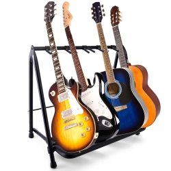 PYLE 5-Space Foldable Guitar Rack - Guitar Stand, Multi-Instrument Floorstand Guitar Rack Holder