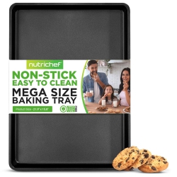 NUTRICHEF Non-Stick Mega Bake Pan - Stylish Metallic Coating, Dishwasher Safe And Pfoa, Pfos, Ptfe Free