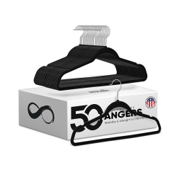 SERENELIFE 50 PCs. Of Velvet Non-Slip Hangers for Clothes - Heavy Duty Coat Hanger Set With 360° Swivel Hook (Black)