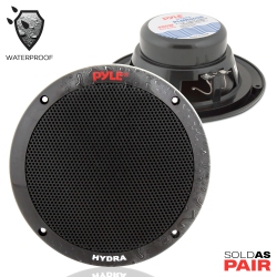 PYLE Dual 6.5" Waterproof Marine Speakers, 2-Way Full Range Stereo Sound, 400 Watt In Black