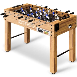 SERENELIFE 48" Competition Sized Foosball Table - Arcade Table Soccer for Home & Game Room With 2 Balls And 2 Cup Holders (Natural Color And Surface)