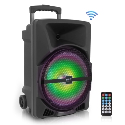 PYLE Bluetooth Indoor / Outdoor Loudspeaker With Built-In Rechargeable Battery, Flashing Party Lights, Mp3/USB Readers, Fm Radio (1200 Watt)