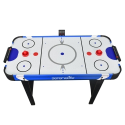 SERENELIFE 48" Air Hockey Table With Pucks And Pushers Accessories - Ideal for Indoor Games, Room And Bar (Blue & Black)