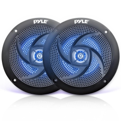 PYLE Waterproof Rated Marine Speakers, Low-Profile Slim Style Speaker Pair With Built-In Led Lights, 5.25"-Inch (180 Watt)