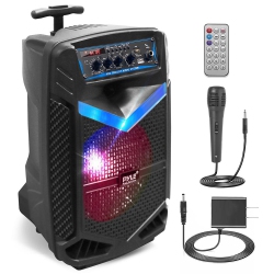 PYLE 8’’ Bluetooth Portable Pa Speaker - Portable Pa & Karaoke Party Audio Speaker \w Built-In Rechargeable Battery, Flashing Party Lights
