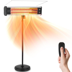 SERENELIFE Stand Patio Heater - Height Adjustable Patio Heater With Remote Control And Led Indicator