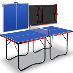 SERENELIFE 2 PCs Foldable Table Tennis Table With Single Player Playback Mode for Game Play And Solo Play (Blue)