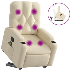 VIDAXL Stand Up Massage Recliner Chair Cream Fabric
