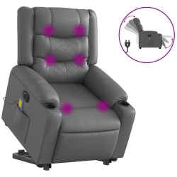 VIDAXL Electric Stand Up Massage Recliner Chair Faux Leather In Grey