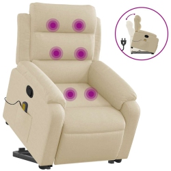 VIDAXL Stand Up Massage Recliner Chair Cream Fabric