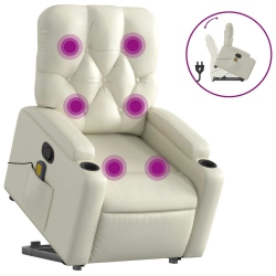 VIDAXL Stand Up Massage Recliner Chair Cream Faux Leather