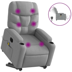 VIDAXL Electric Stand Up Massage Recliner Chair Light Fabric In Grey