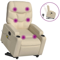 VIDAXL Stand Up Massage Recliner Chair Cream Fabric
