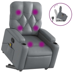 VIDAXL Stand Up Massage Recliner Chair Faux Leather In Grey