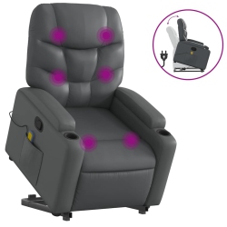 VIDAXL Stand Up Massage Recliner Chair Faux Leather In Grey