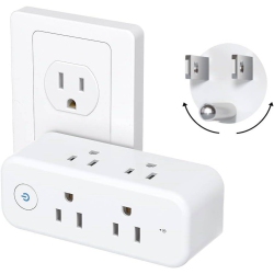 VECELOLIBILIS Outlet Extender Surge Protector, 3-Sided Swivel Wall Plug Adapter 6 Ac Rotating Multi Plug Outlet Splitter, 1440J Wall Electrical