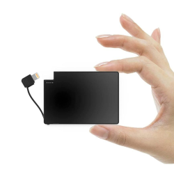 TECHLOK Extracredit Slim Portable Charger | Credit Card Size Power Bank for Iphone | Fast Charging \w Built-In Lightning Cable Compatible \w Apple