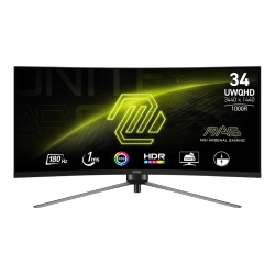 MSI 34" Uwqhd 180Hz 1Ms 21:9 Va Tilt Swivel Height Adjustment Curved 1000R Gaming Monitor, Mag 345Cqr
