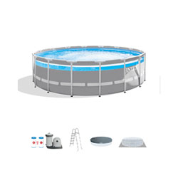 Intex ClearView Prism Frame Above Ground Round Pool with Filter Pump, Ladder & Pool Cover - 16ft x 4ft
