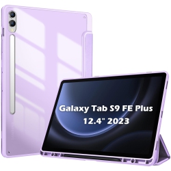 HLD Galaxy Tab S9 Fe Plus/s9 Fe+ 12.4 Inch 2023(Sm-X610/sm-X616B) \w S Pen Holder, Smart Cover \w Clear Transparent Back And Soft Tpu Bumper For