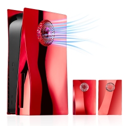 HLD Electroplating Vent Heat Ps5 Console Cover Hard Shockproof Ps5 Console Skin Case Abs Anti-Scratch Dustproof for Ps5 Console Disc Edition In Red