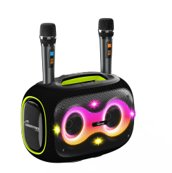 WORRYFREE GADGETS Wfg Party Box-Wireless 120W Portable Bluetooth Speaker Karaoke With Two Microphones - In Black