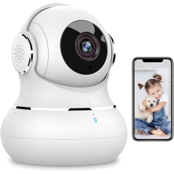 VECELOLIBILIS Camera Surveillance Interieur, Baby Monitor \w Motion & Sound Detection, 2K Pet Cameras \w Phone App for Dog/baby Indoor Security