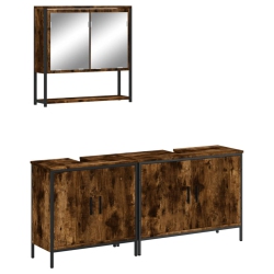 VIDAXL 3 Piece Bathroom Furniture Set Smoked Oak Engineered Wood