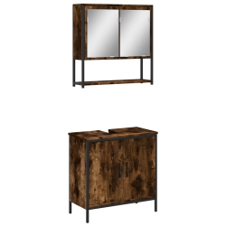 VIDAXL 2 Piece Bathroom Furniture Set Smoked Oak Engineered Wood