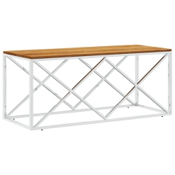 VIDAXL Coffee Table Stainless Steel And Solid Wood Acacia