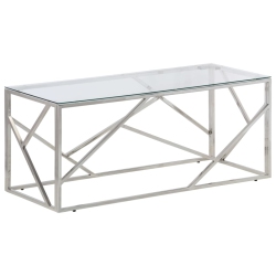 VIDAXL Coffee Table Stainless Steel And Tempered Glass In Silver