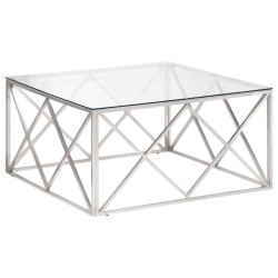 VIDAXL Coffee Table Stainless Steel And Tempered Glass In Silver