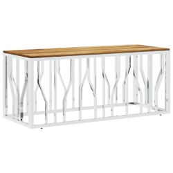 VIDAXL Coffee Table Stainless Steel And Solid Wood Acacia In Silver