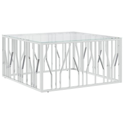 VIDAXL Coffee Table 100X100X50 Cm Stainless Steel And Glass
