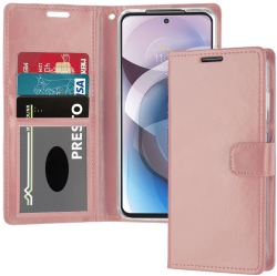 XCRS Pu Leather Flip Pouch Wallet Case With Card Slot, Wristband Lanyard Multi-Angle View Stand for Motorola G Play (2024)