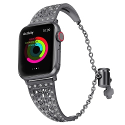 WORRYFREE GADGETS Cuff Bangle Design Bracelet Band for Apple Watch - 38/40/41MM - In Black