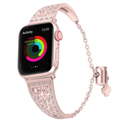WORRYFREE GADGETS Cuff Bangle Design Bracelet Band for Apple Watch - 38/40/41MM - Rose In Pink