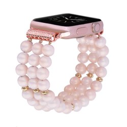 WORRYFREE GADGETS Wfg Handmade Beaded Pearl Band for Apple Watch - 42/44/45MM - In Pink