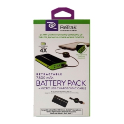 RETRAK Refurbished (Good) 7800Mah Power Bank With Retractable Micro-USB Cable - Etespb8