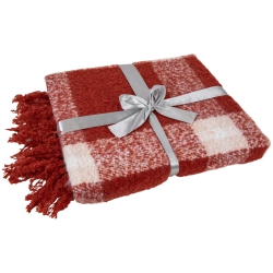 NORTHLIGHT Plaid Woven Fringed Christmas Throw Blanket 50" X 60" In Red