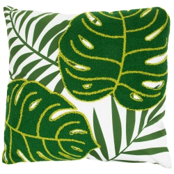 NORTHLIGHT Tropical Palm Tree Leaves Throw Pillow - 16" - And White In Green