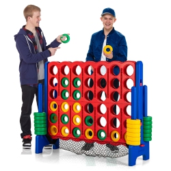 COSTWAY 4-To-Score Giant Game Set 4-In-A-Row Connect Game W/net Storage for Kids & Adult