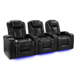 VALENCIA Rome Top Grain 11000 Nappa Leather Theater Seating, (Row Of 3, Midnight Black)