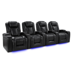 VALENCIA Rome Top Grain 11000 Nappa Leather Theater Seating, (Row Of 4, Midnight Black)
