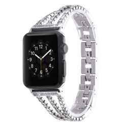 WORRYFREE GADGETS Wfg Dressy Bling Band for Apple Watch - 38/40/41MM - In Silver